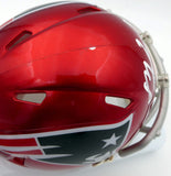 Mac Jones Autographed Patriots Flash Red Mini Helmet (Damaged) Beckett WS86318