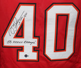 Mike Alstott Autographed/Signed Pro Style Red XL Jersey SB Champs Beckett 39144