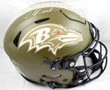 Ed Reed Signed Ravens F/S Salute to Service Speed Flex Helmet- Beckett W Holo