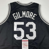 Autographed/Signed Artis Gilmore HOF 11 San Antonio Black Jersey JSA COA