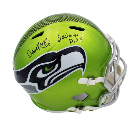 Dave Krieg Signed Seattle Seahawks Speed Full Size Flash Helmet - "Seahawks ROH"