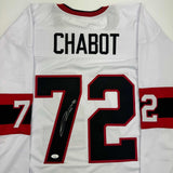 Autographed/Signed Thomas Chabot Ottawa White Hockey Jersey JSA COA