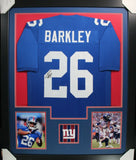 SAQUON BARKLEY (Giants blue TOWER) Signed Autographed Framed Jersey JSA