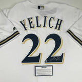 Autographed/Signed CHRISTIAN YELICH Milwaukee Brewers White Jersey Steiner COA