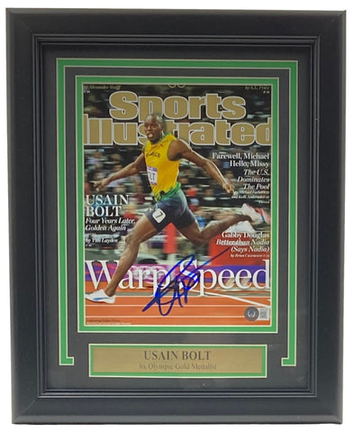 Usain Bolt Signed Framed 8x10 Olympic Track Legend Photo BAS BH033140