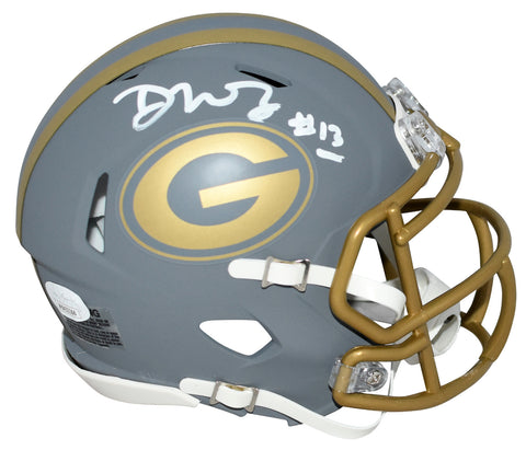 DONTAYVION WICKS SIGNED GREEN BAY PACKERS SLATE SPEED MINI HELMET JSA