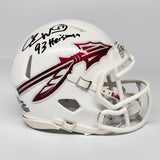 Charlie Ward Autographed Signed Florida State White Mini Helmet Heisman BAS