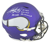 Vikings Adrian Peterson 4x Incribed Signed Proline F/S Speed Helmet BAS Witness