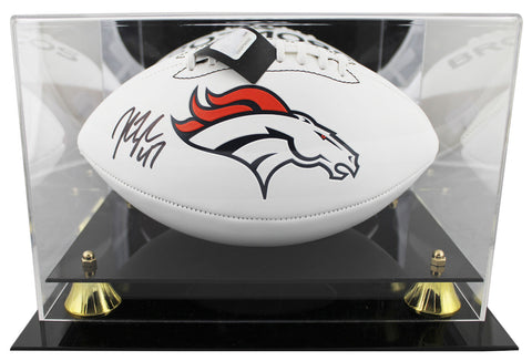 Broncos John Lynch Signed Rawlings White Panel Football W/ Case BAS Witnessed