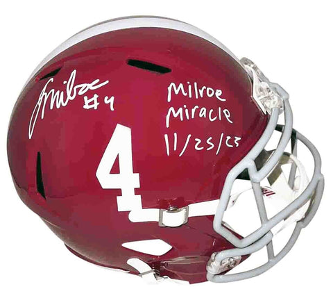 JALEN MILROE SIGNED ALABAMA CRIMSON TIDE FULL SIZE SPEED HELMET + MILROE MIRACLE