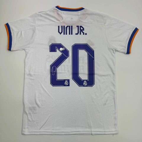 Autographed/Signed Vini Vinicius Jr. Real Madrid White Soccer Jersey BAS COA #2