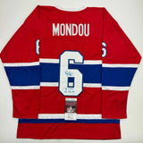 Autographed/Signed Pierre Mondou "3 Cups 77-78-79" Montreal Red Jersey JSA COA