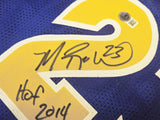 WARRIORS MITCH RICHMOND AUTOGRAPHED BLUE JERSEY HOF 2014 BECKETT WITNESS 232588