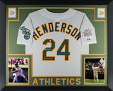 Rickey Henderson Autographed Oakland 1989 World Series Framed Jersey Beckett W