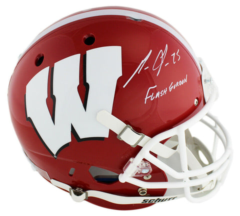 Melvin Gordon Signed Badgers Schutt Full Size Red & White Helmet -"Flash Gordon"