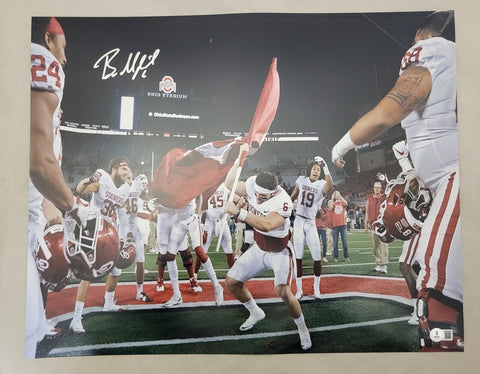 BAKER MAYFIELD SIGNED OKLAHOMA SOONERS PLANT THE FLAG 16X20 PHOTO (OHIO STATE)