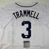 Autographed/Signed Alan Trammell Detroit White Baseball Jersey JSA COA