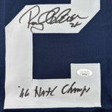 Autographed/Signed Rocky Bleier 66 Nat'l Champs Penn State Blue Jersey JSA COA