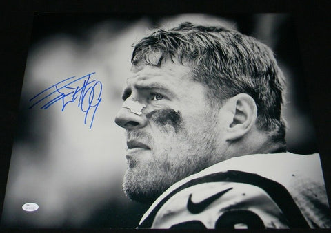 JJ WATT AUTOGRAPHED SIGNED HOUSTON TEXANS 16x20 B&W PROFILE PHOTO JSA