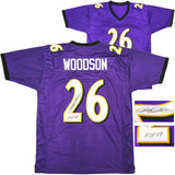 RAVENS ROD WOODSON AUTOGRAPHED PURPLE JERSEY "HOF 09" BECKETT WITNESS 230053