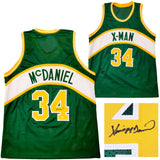 SEATTLE SUPERSONICS XAVIER MCDANIEL AUTOGRAPHED GREEN JERSEY MCS HOLO 202418