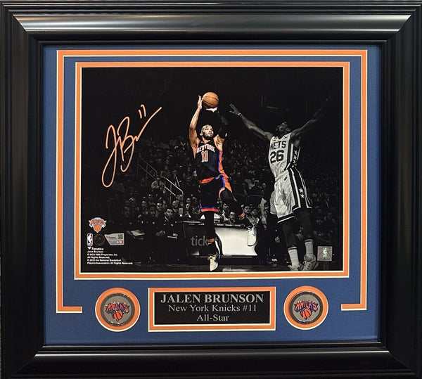 Jalen Brunson Signed 11x14 Framed Spotlight Photo NY Knicks Auto Fanatics COA