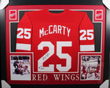 Darren McCarty Signed Red Wings 35x43 Framed Jersey Inscribed 4xS C Champs (JSA)