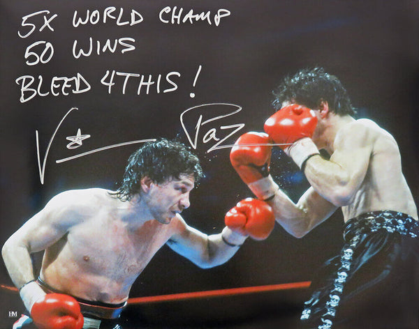 Vinny 'Paz' Pazienza Signed Boxing Punching 16x20 Photo w/3-INSC -(SCHWARTZ COA)