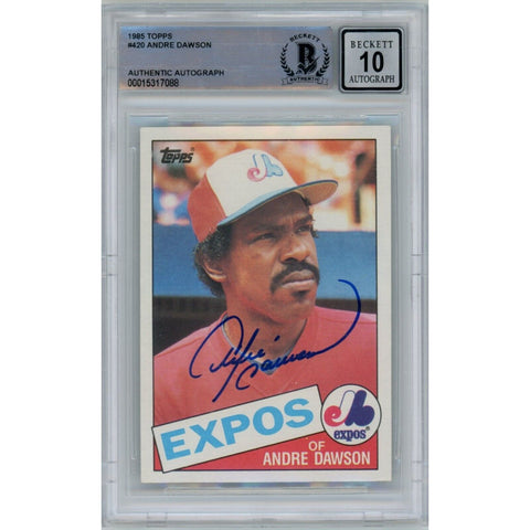 Andre Dawson Autographed 1985 Topps #420 Card Beckett 46357