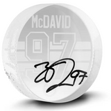 Connor McDavid Autographed Sand Carved Clear Crystal Hockey Puck UDA