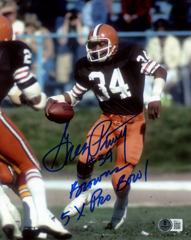 Greg Pruitt Autographed Cleveland Browns 8x10 Photo 2 Insc BAS 45598