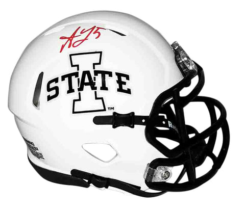 ALLEN LAZARD AUTOGRAPHED IOWA STATE CYCLONES WHITE SPEED MINI HELMET BECKETT