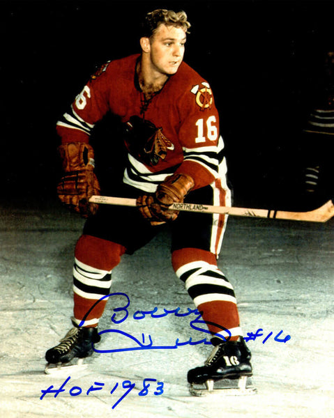 BOBBY HULL Signed Blackhawks Color Stance 8x10 Photo w/HOF 1983 - SCHWARTZ