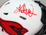 Kurt Warner Autographed Cardinals Lunar Speed Mini Helmet- Beckett W *Red