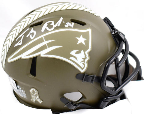 Tedy Bruschi Signed Patriots Salute to Service Speed Mini Helmet-Beckett W Holo