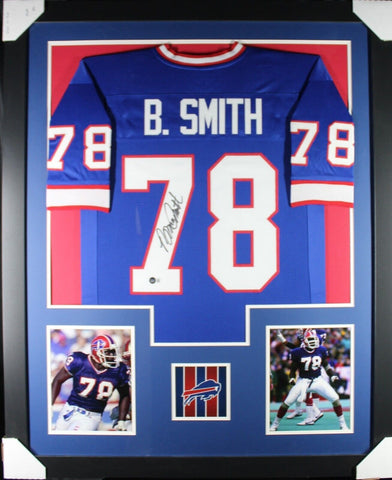 Bruce Smith (Bills blue TOWER) Signed Autographed Framed Jersey Beckett