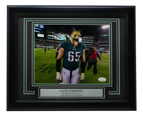 Lane Johnson Signed Framed 8x10 Philadelphia Eagles Superbowl Photo JSA ITP