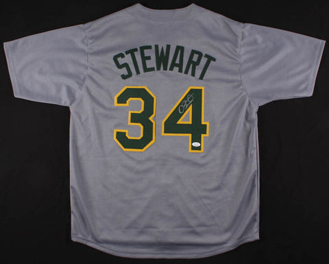 Dave Stewart Signed Oakland Athletics Gray Jersey (JSA COA) 3xWorld Series Champ