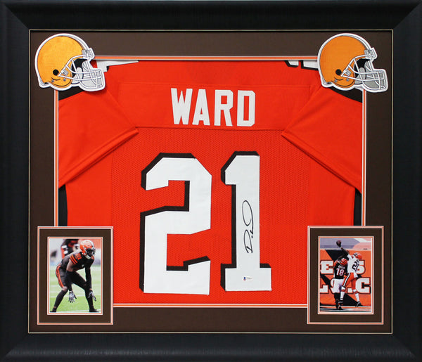 Denzel Ward Authentic Signed Orange Pro Style Framed Jersey BAS Witnessed