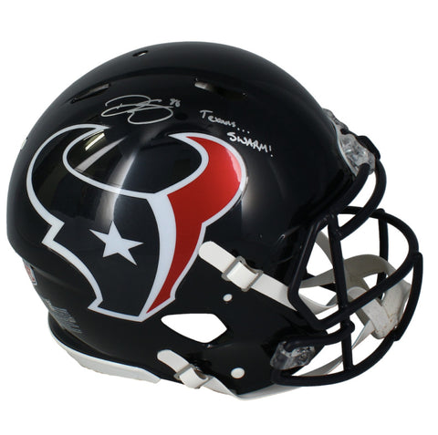 Dalton Schultz Autographed "Texans Swarm!" 2024 Authentic Speed Helmet Beckett