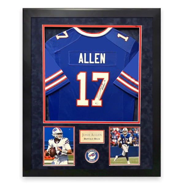 Josh Allen Buffalo Bills Signed Autographed Blue Jersey Framed to 32x40 Beckett