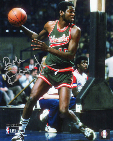 Bob Dandridge Signed Milwaukee Bucks With Basketball Action 8x10 Photo -(SS COA)