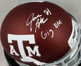 Jace Sternberger Signed A&M Maroon Schutt Mini Helmet w/Insc - JSA W Auth *White