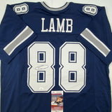 Autographed/Signed CeeDee Lamb Dallas Blue Football Jersey JSA COA