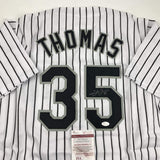 Autographed/Signed Frank Thomas Chicago Pinstripe Baseball Jersey JSA COA