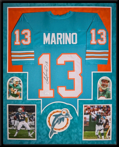 FRAMED MIAMI DOLPHINS DAN MARINO AUTOGRAPHED SIGNED JERSEY JSA COA