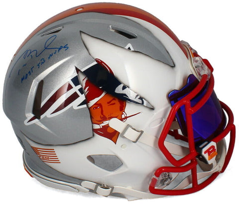 TOM BRADY Autographed "Most SB MVP's" Ripped Speed Authentic Helmet TRISTAR