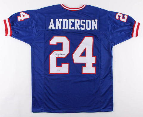 Ottis O.J Anderson Signed New York Giants Blue Throwback Jersey (Beckett COA)