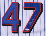 Tom Glavine Signed Mets Pinstipped Jersey (JSA COA) Won his 300th Game as a Met