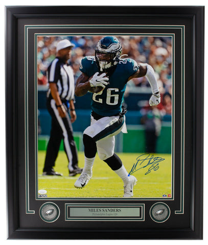 Miles Sanders Philadelphia Eagles Signed Framed 16x20 Photo JSA